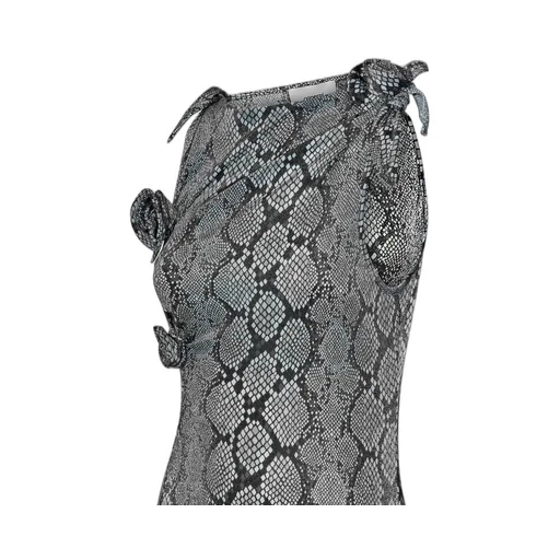 Snake Printed Asymmetric Flower Gown