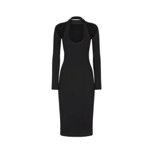 Cut-Out Knitted Midi Dress