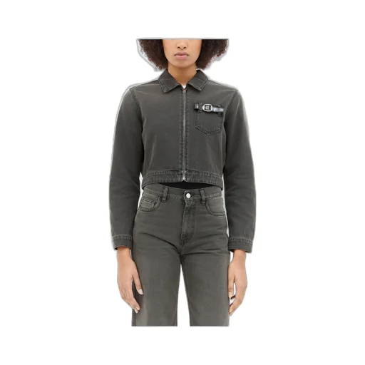 Zip-Up Cropped Denim Jacket
