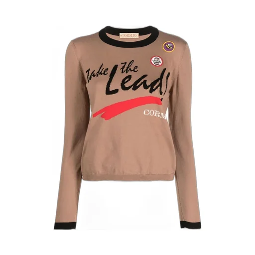 Logo Motto Intarsia Knitted Top