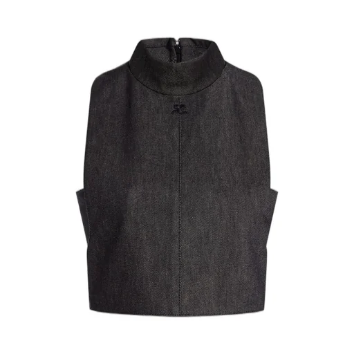 Mockneck Denim Top