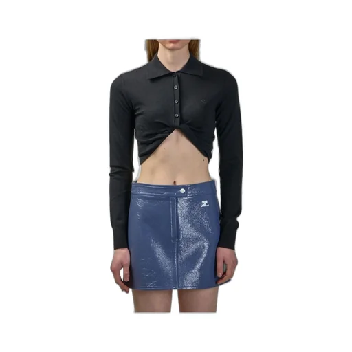 V-Neck Cropped Polo Jumper