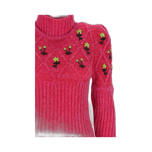 Oma Floral Embroidery Turtleneck Sweater
