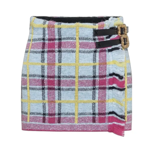 Tracy Tartan Motif Knit Mini Skirt