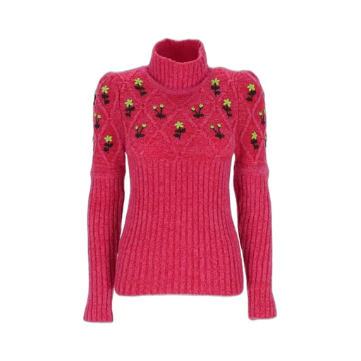 Oma Floral Embroidery Turtleneck Sweater