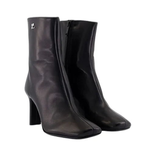 Square Toe Leather Ankle Boots