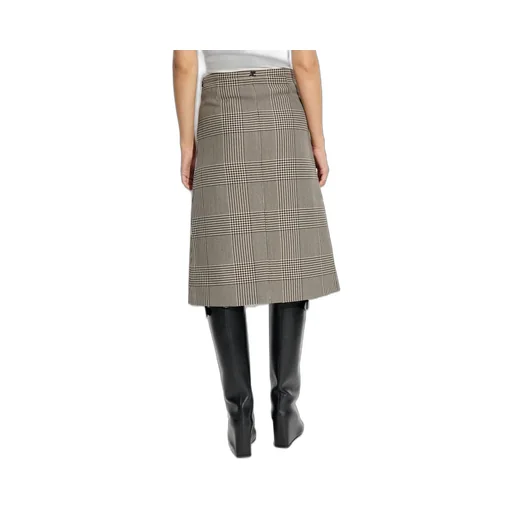 Zip-Detailed A-Line Checked Midi Skirt