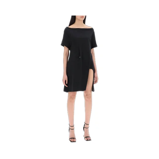 Logo Embroidered Side Slit Dress