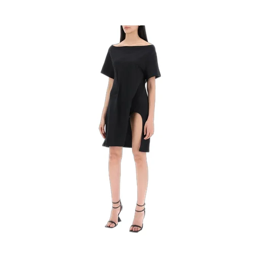 Logo Embroidered Side Slit Dress