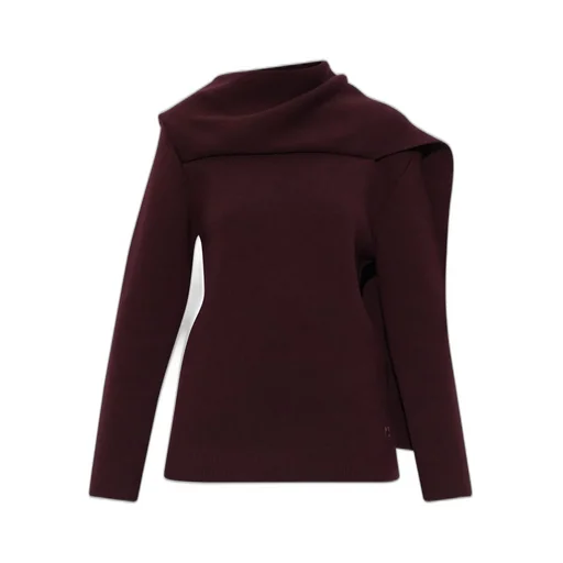 Scarf-Neck Knitted Jumper