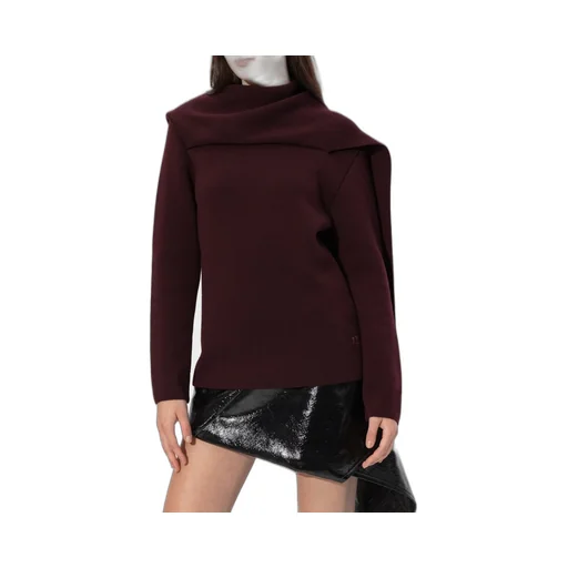 Scarf-Neck Knitted Jumper