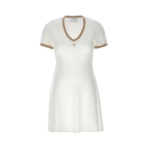 Contrast V-Neck Mini Dress