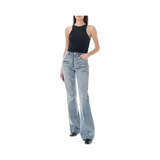 Faded Effect Flared Trousers