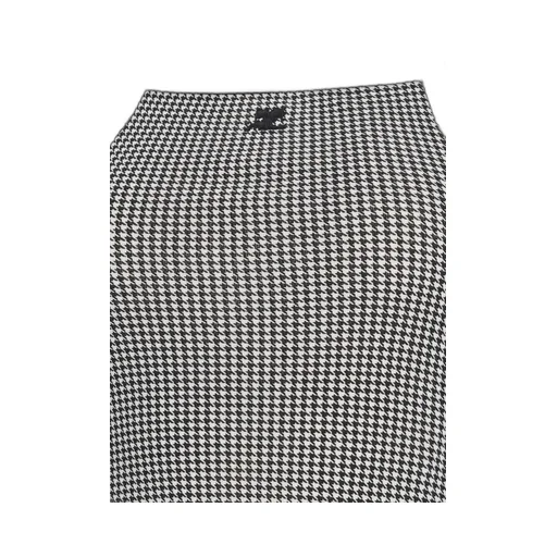 Houndstooth-Pattern Straight Hem Mini Dress