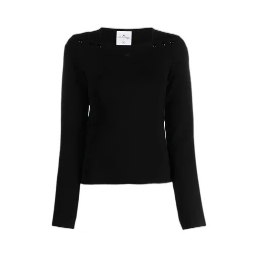 Logo Embroidered Straight Hem Jumper
