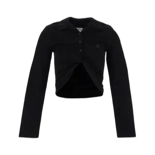 Twist Piqué Cropped Polo Shirt