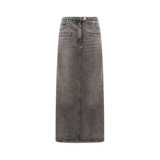 Vintage-Effect Denim Midi Skirt