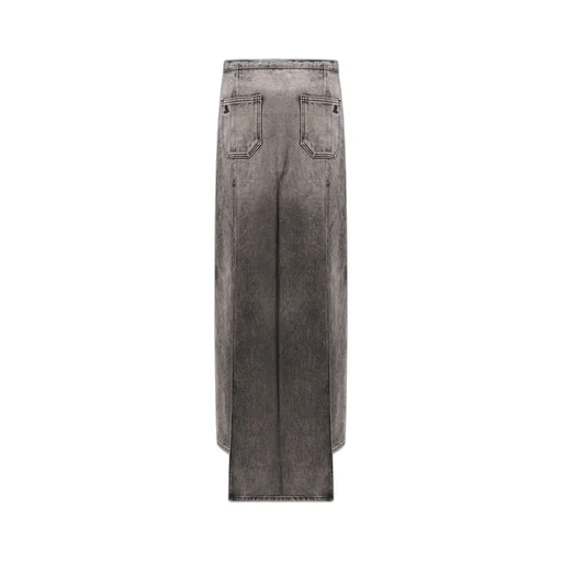 Vintage-Effect Denim Midi Skirt