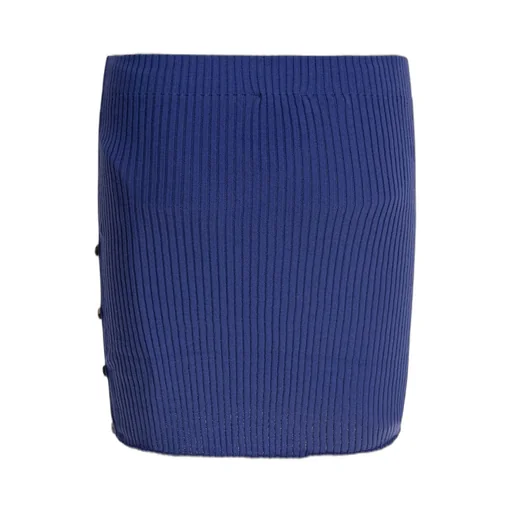 Buttoned Light Ribbed Mini Skirt