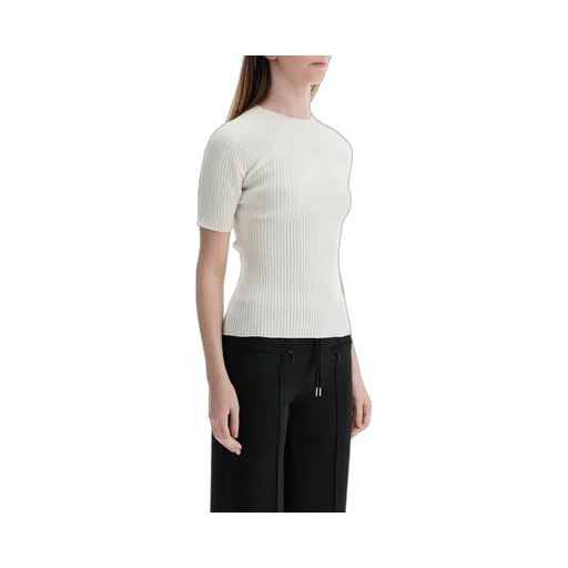 Logo Embroidered Ribbed-Knit Top