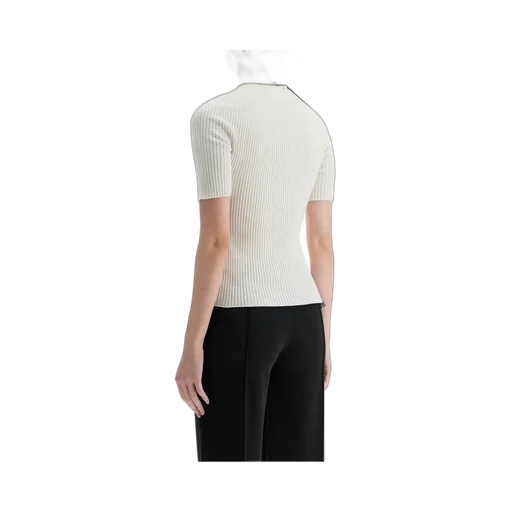 Logo Embroidered Ribbed-Knit Top