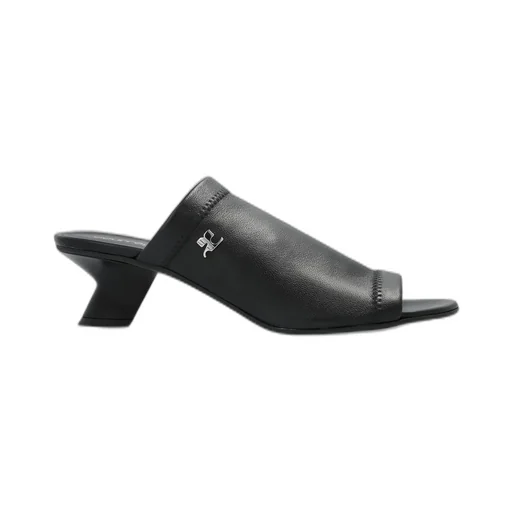 Logo Plaque Open-Toe Mules