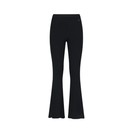 Logo Embroidered Ribbed Trousers