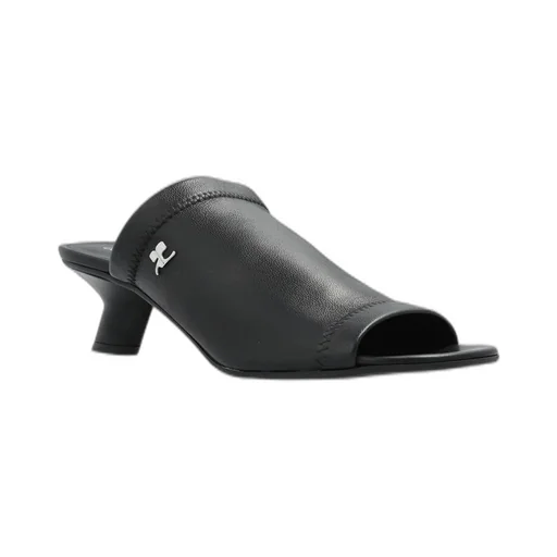 Logo Plaque Open-Toe Mules