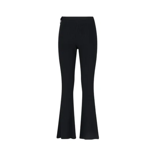 Logo Embroidered Ribbed Trousers