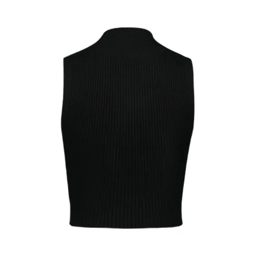 Mock-Neck Cropped Ribbed Tank Top