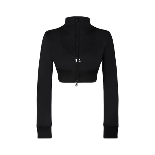 Ribbed Long-Sleeved Cropped Sweatshirt
