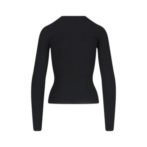 Slash Asymmetric-Neck Ribbed-Knit Top