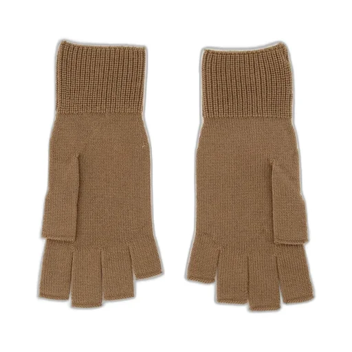 Logo Embroidered Ribbed Fingerless Gloves