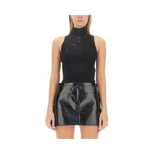 High Neck Straight Hem Knitted Jumper