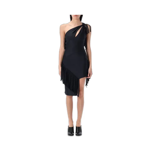 Asymmetric Fringed Mini Dress