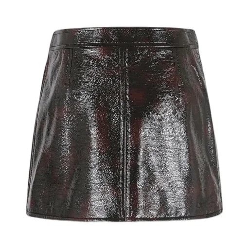 High Waist Straight Hem Mini Skirt