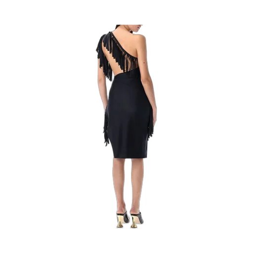 Asymmetric Fringed Mini Dress