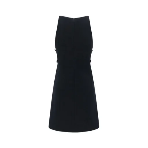 Slash Buckle Detailed Twill Dress