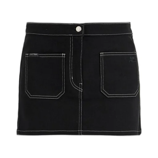 2-Pocket Topstitched Denim Mini Skirt
