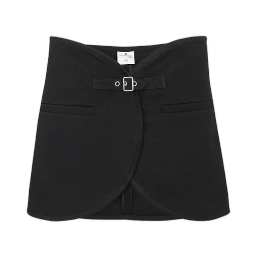 Ellipse Curved Hem Twill Mini Skirt