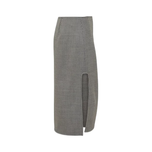 Oblique Houndstooth Midi Skirt