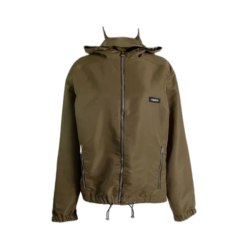 Hooded Drawstring Hem Zip-Front Jacket