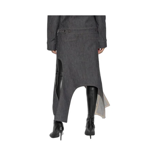 Asymmetric-Hem Denim Skirt