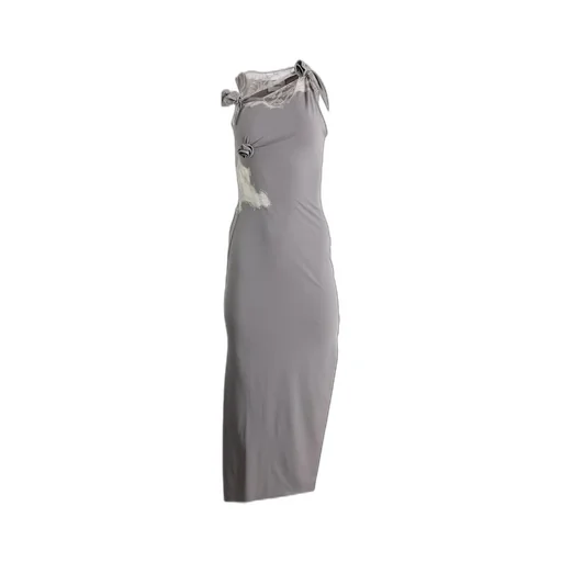 Lace Asymmetrical Maxi Dress