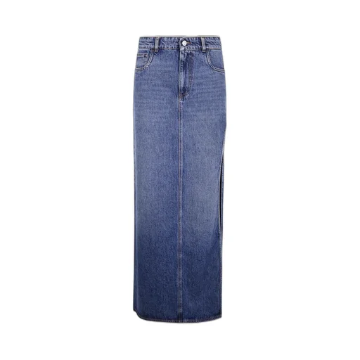 Garder Side-Split Belted Denim Skirt