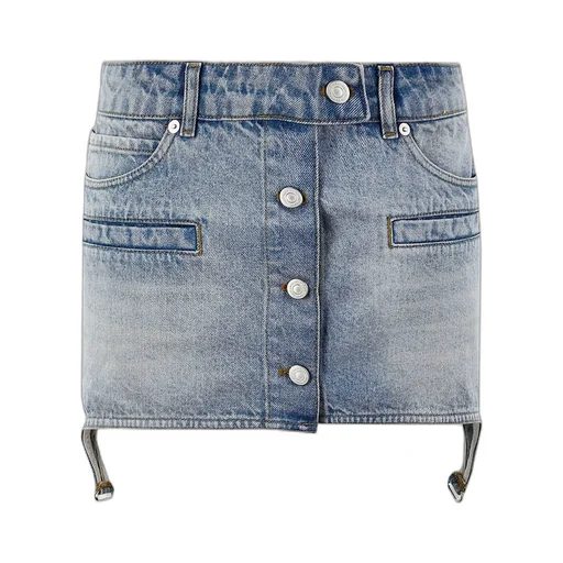 Suspenders Denim Mini Skirt