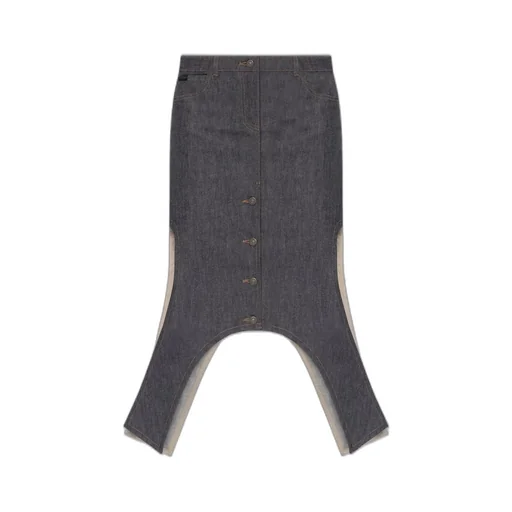 Asymmetric-Hem Denim Skirt