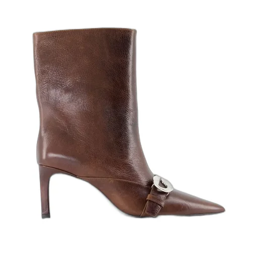 Belt-Detail Pointed-Toe Ankle Boots