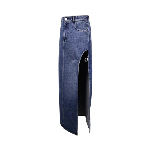 Garder Side-Split Belted Denim Skirt