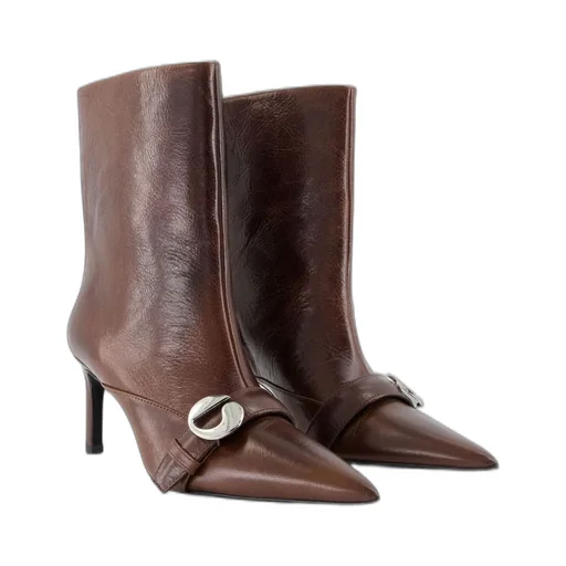 Belt-Detail Pointed-Toe Ankle Boots